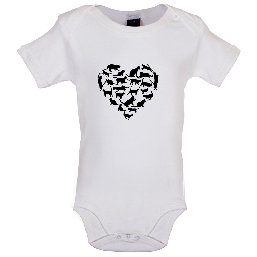 Love Heart Cats Baby T Shirt