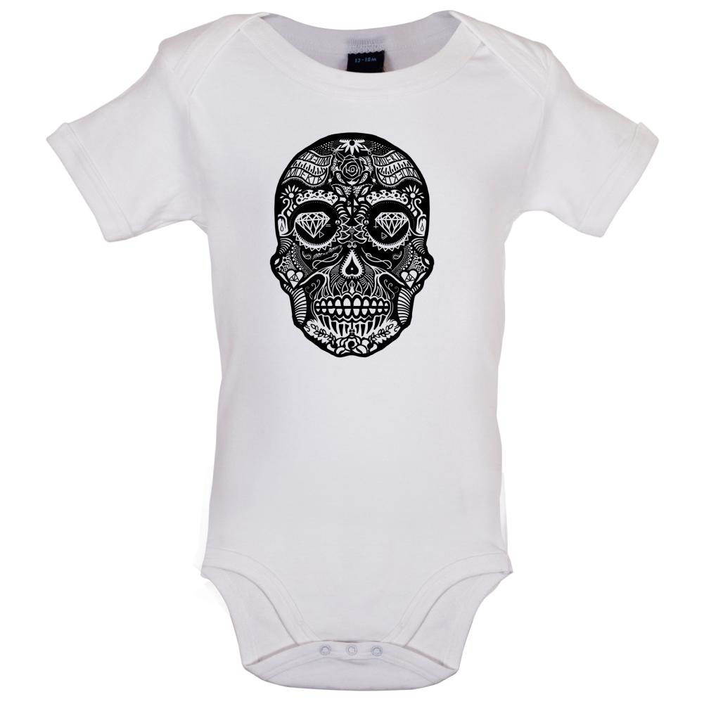 Mexican Sugar Candy Skull Baby T Shirt