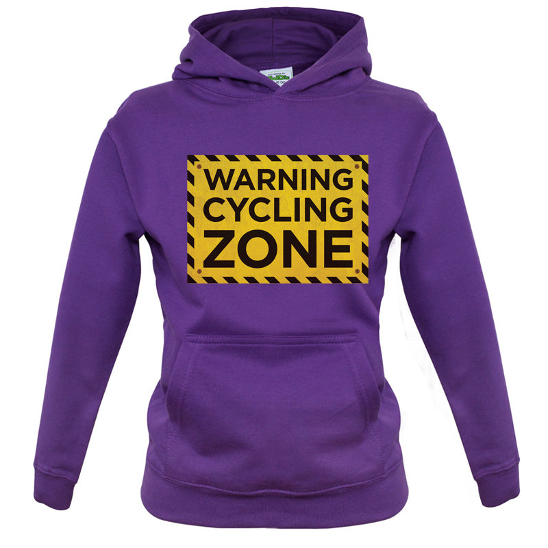 Warning Cycling Zone Kids T Shirt