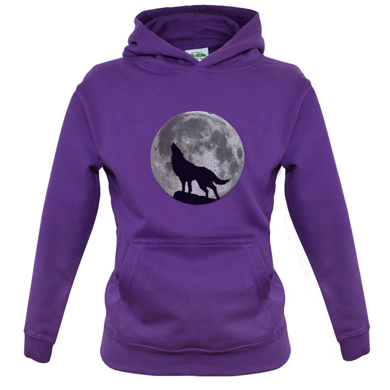 Wolf Moon Silhouette Kids T Shirt