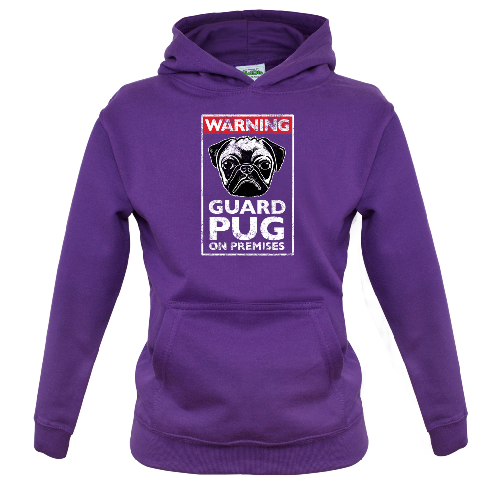 Warning Guard Pug On Premises Kids T Shirt