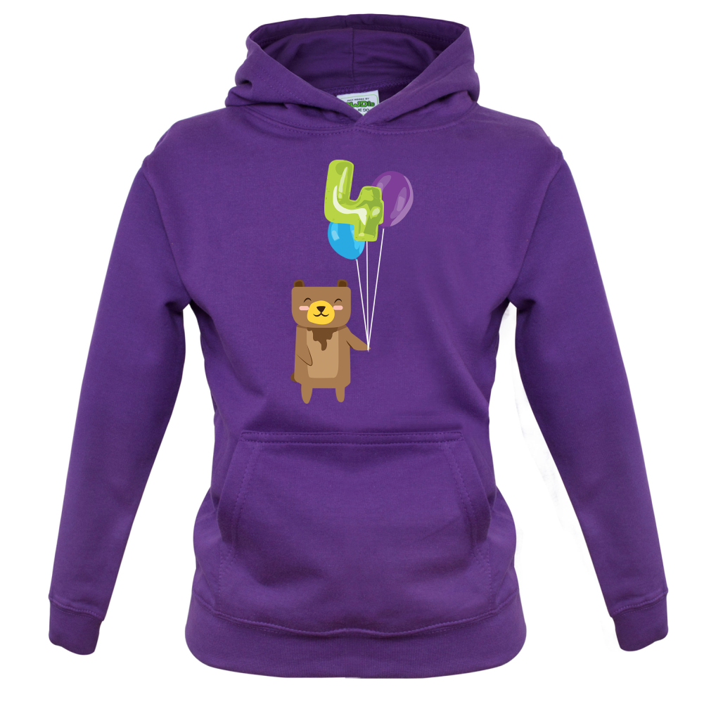 4th Birthday Bear Kids T Shirt