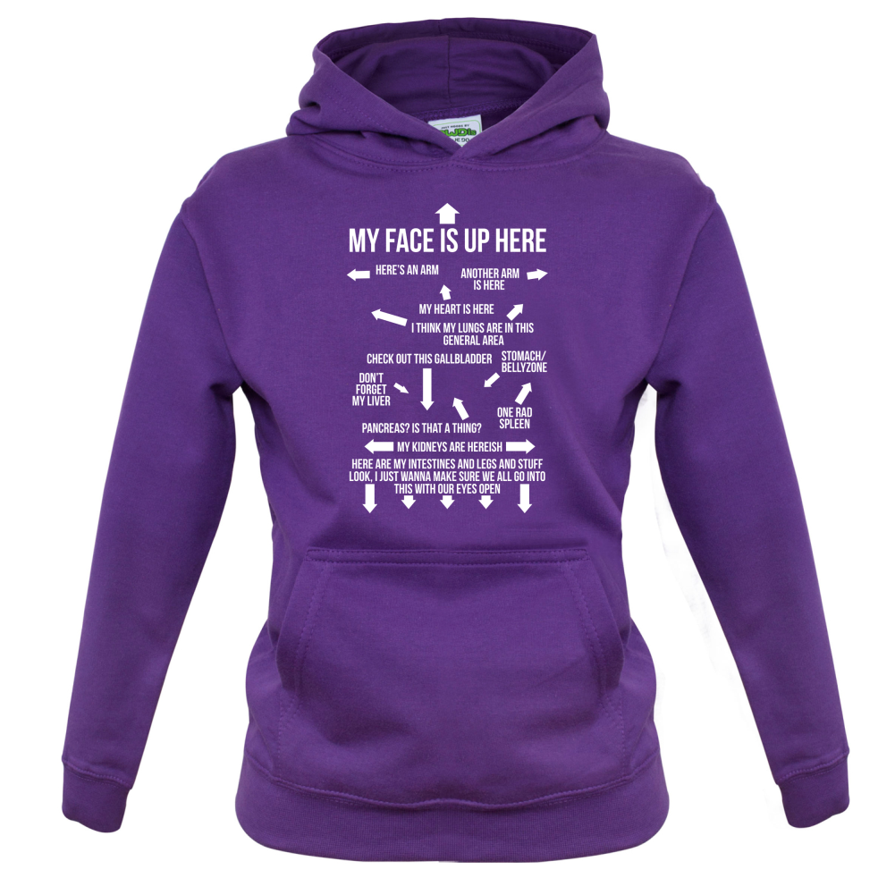 My Face Is Up Here Kids T Shirt