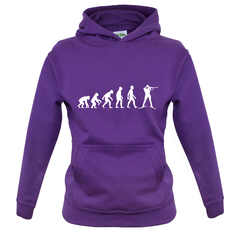 Evolution Of Man Biathlon Kids T Shirt