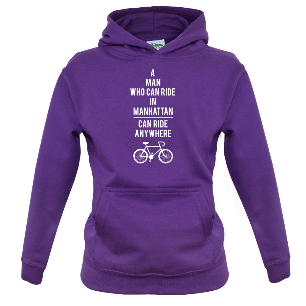 A Man Who Can Ride in Manhattan can Ride anywhere Kids T Shirt