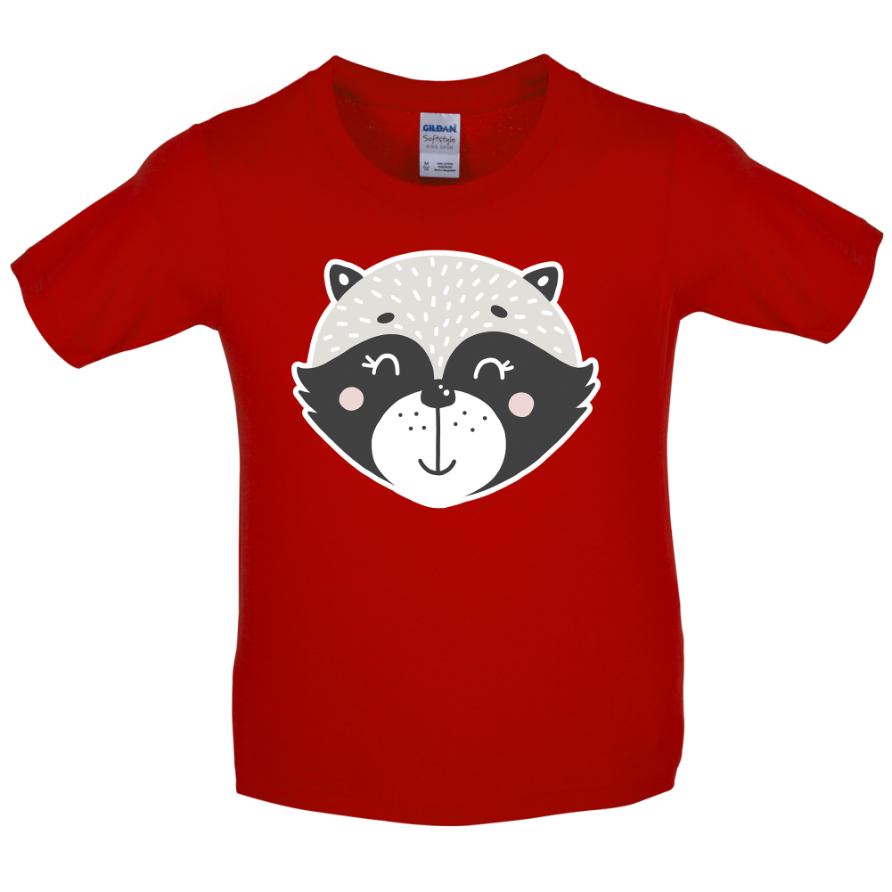 Smiley Face Racoon Kids T Shirt