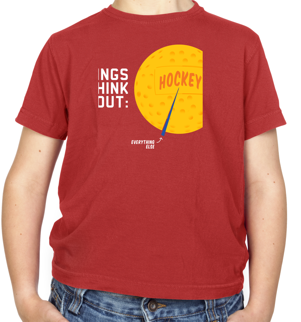 I Thiink About Hockey Kids T Shirt