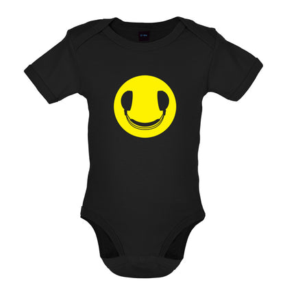DJ Headphone Smiley face Baby T Shirt