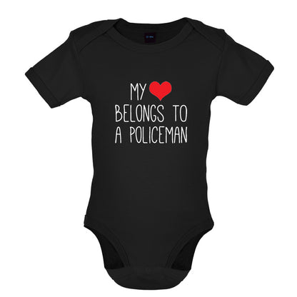 My Heart Belongs To A Policeman Baby T Shirt