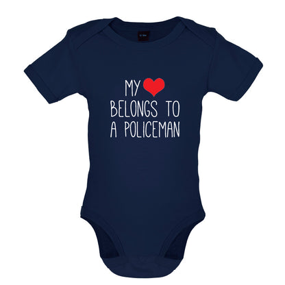 My Heart Belongs To A Policeman Baby T Shirt