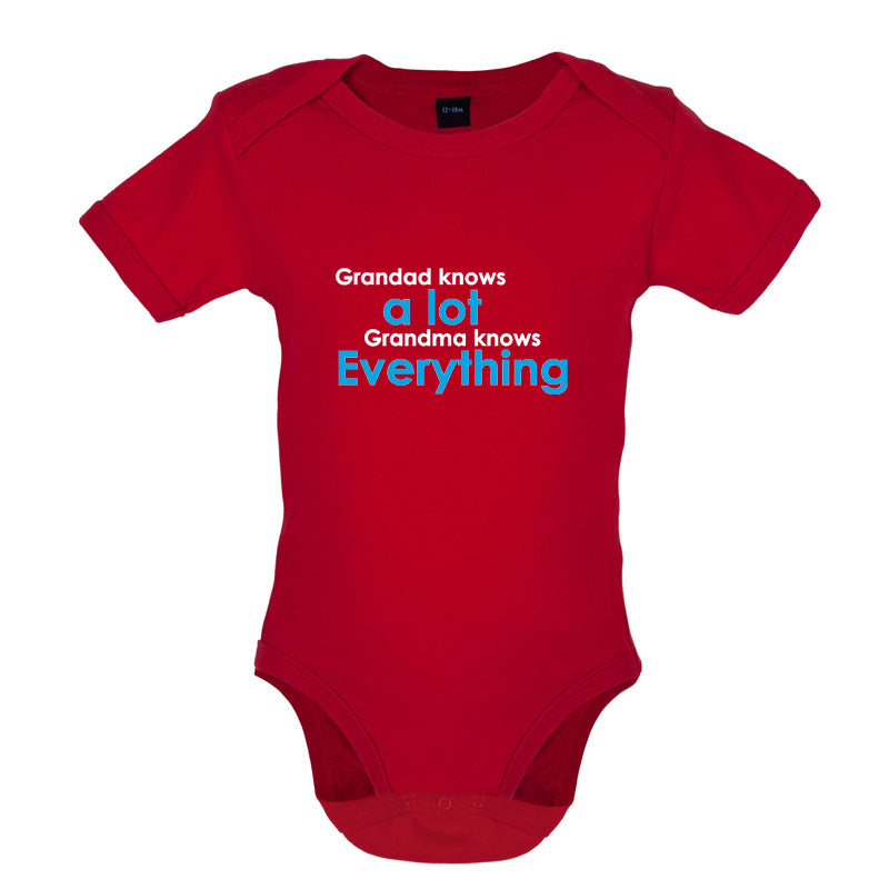 Grandad Knows A Lot, Grandma Knows Everything Baby T Shirt