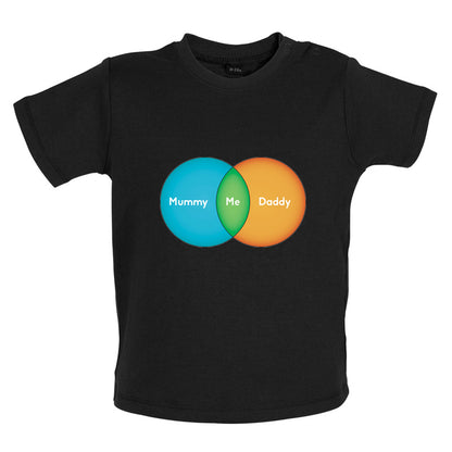 Mummy + Daddy = Me Venn Diagram Baby T Shirt