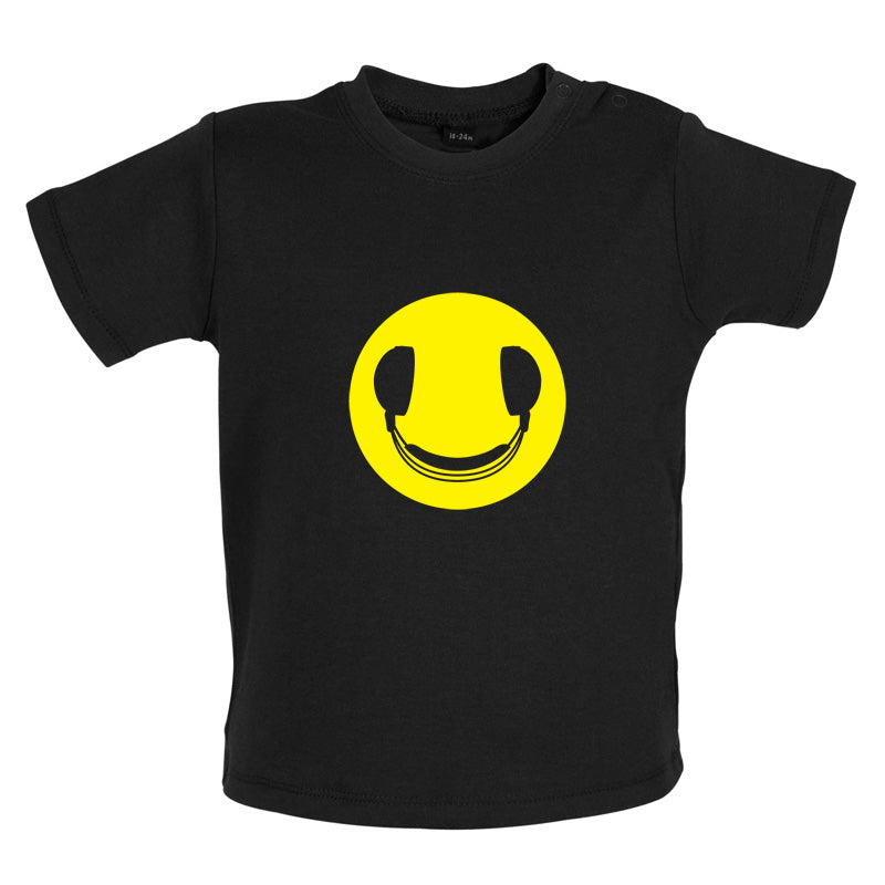 DJ Headphone Smiley face Baby T Shirt