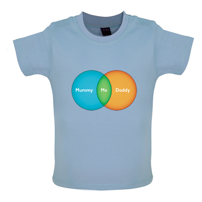 Mummy + Daddy = Me Venn Diagram Baby T Shirt