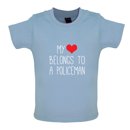 My Heart Belongs To A Policeman Baby T Shirt