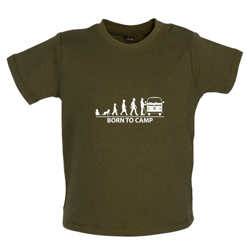 Born To Camp (Bay Window) Baby T Shirt