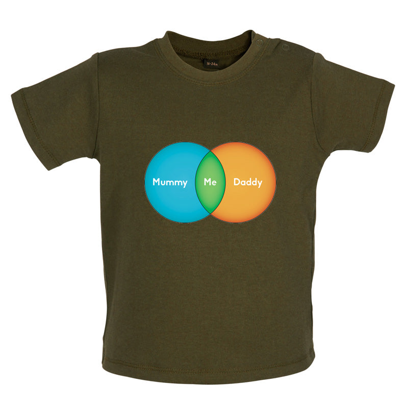 Mummy + Daddy = Me Venn Diagram Baby T Shirt