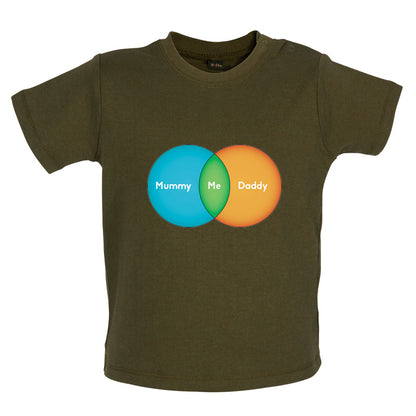 Mummy + Daddy = Me Venn Diagram Baby T Shirt