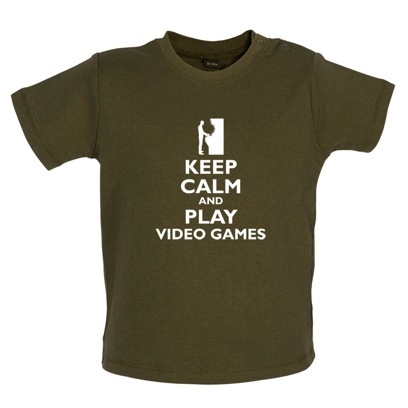 Keep Calm and Play Video Games Baby T Shirt
