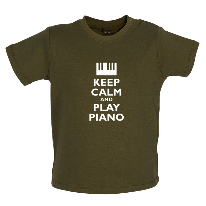 Keep Calm and Play Piano Baby T Shirt