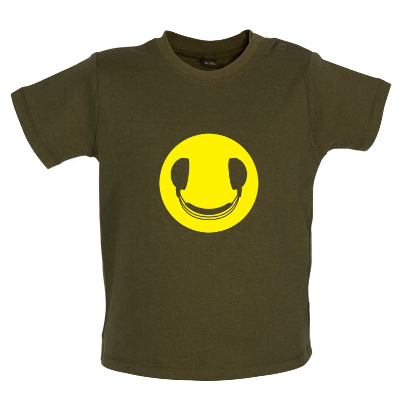 DJ Headphone Smiley face Baby T Shirt