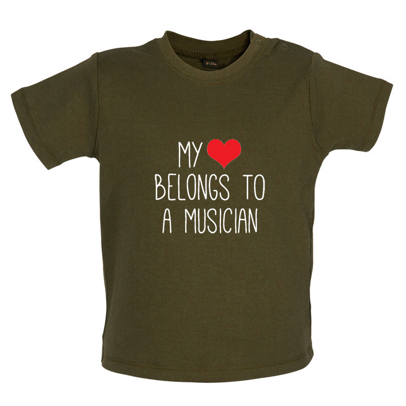 My Heart Belongs To A Musician Baby T Shirt