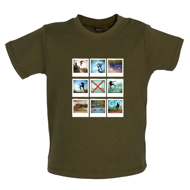 Go Skateboarding Photo Collage Baby T Shirt