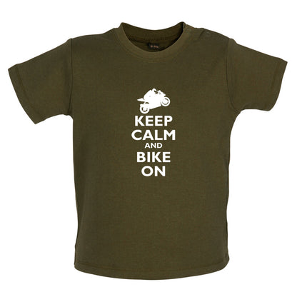 Keep Calm and Bike On Baby T Shirt