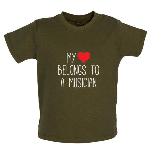 My Heart Belongs To A Musician Baby T Shirt