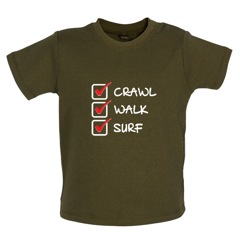 Crawl Walk Surf Baby T Shirt