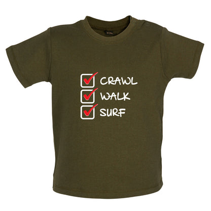 Crawl Walk Surf Baby T Shirt