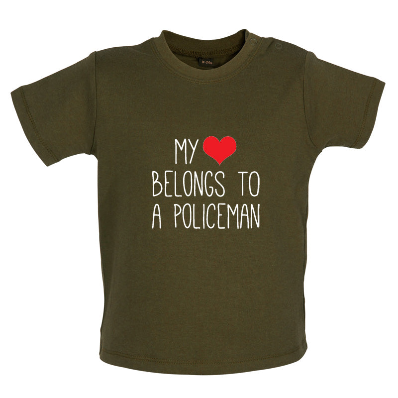 My Heart Belongs To A Policeman Baby T Shirt