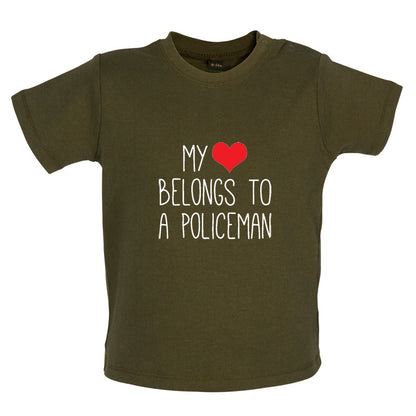 My Heart Belongs To A Policeman Baby T Shirt