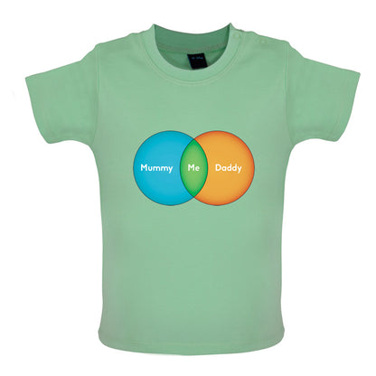 Mummy + Daddy = Me Venn Diagram Baby T Shirt