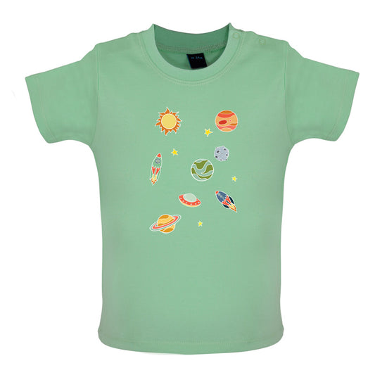 Cartoon Space Scene Baby T Shirt