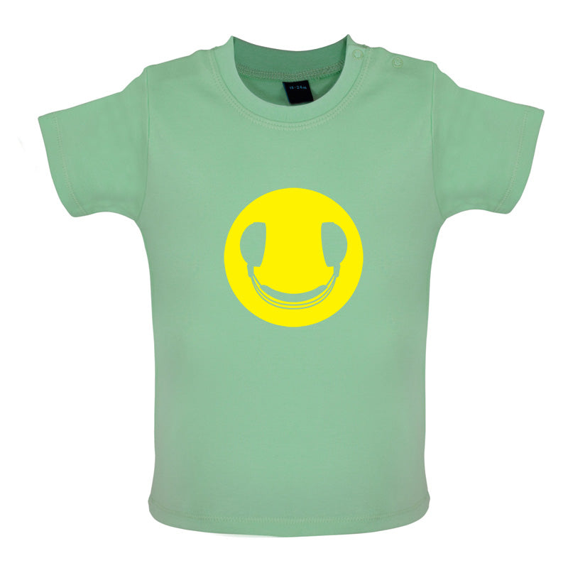 DJ Headphone Smiley face Baby T Shirt
