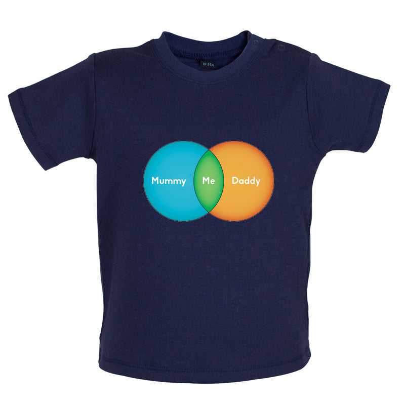 Mummy + Daddy = Me Venn Diagram Baby T Shirt