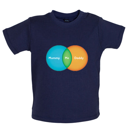 Mummy + Daddy = Me Venn Diagram Baby T Shirt