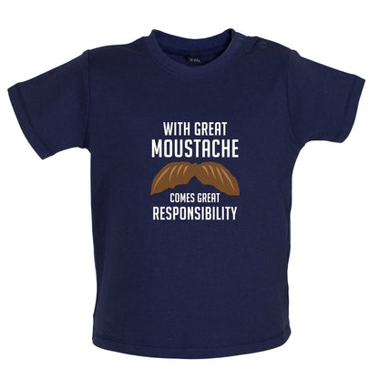 With Great Moustache Baby T Shirt