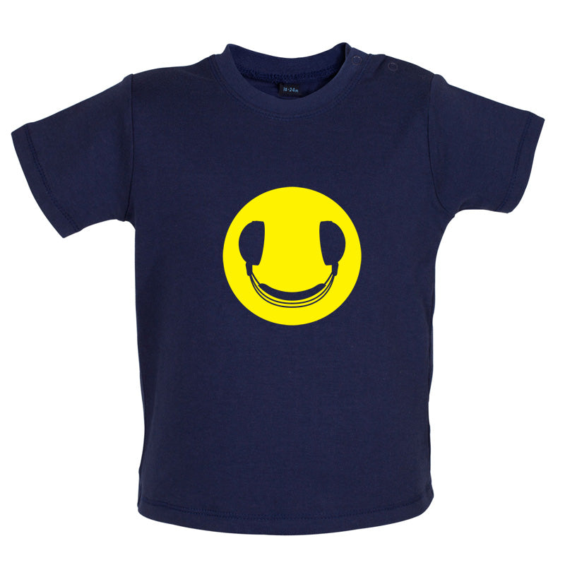 DJ Headphone Smiley face Baby T Shirt