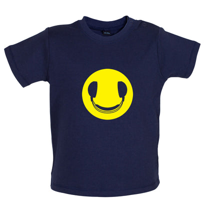 DJ Headphone Smiley face Baby T Shirt