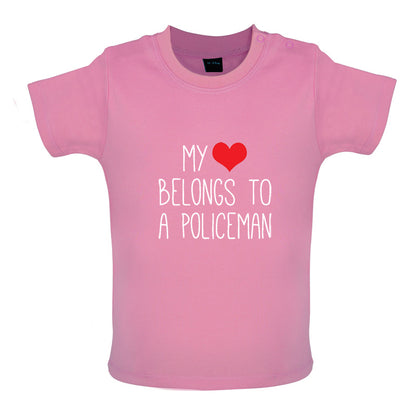 My Heart Belongs To A Policeman Baby T Shirt