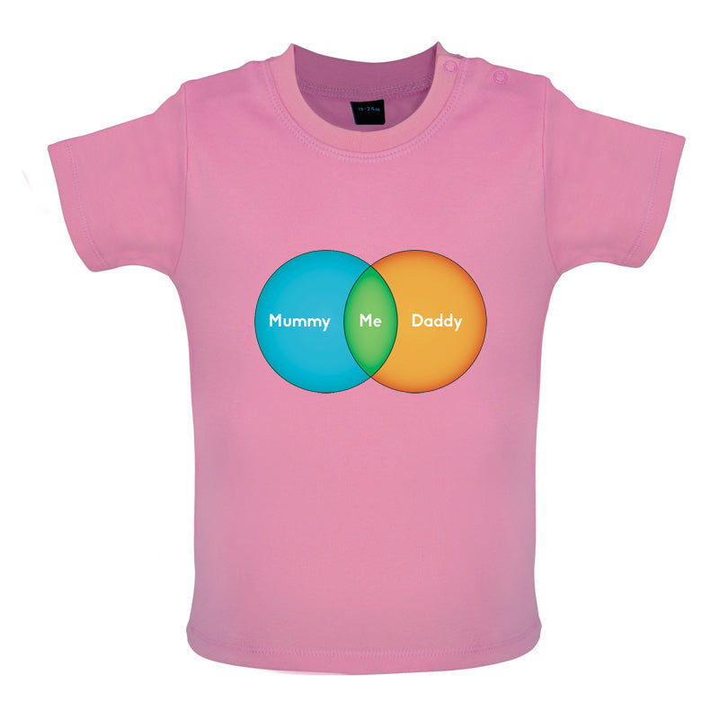 Mummy + Daddy = Me Venn Diagram Baby T Shirt