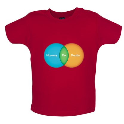 Mummy + Daddy = Me Venn Diagram Baby T Shirt