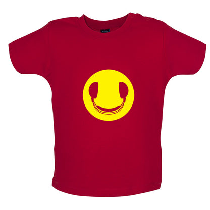 DJ Headphone Smiley face Baby T Shirt