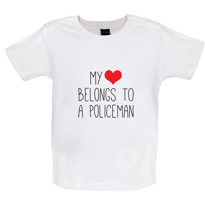 My Heart Belongs To A Policeman Baby T Shirt