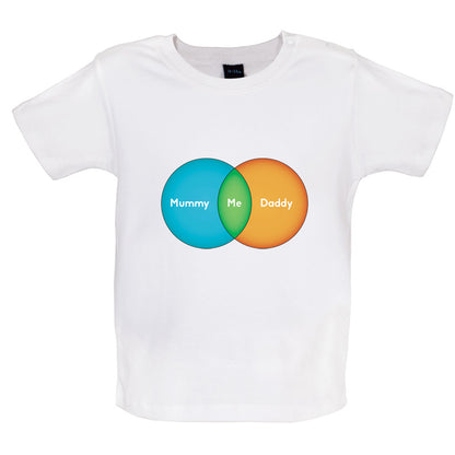Mummy + Daddy = Me Venn Diagram Baby T Shirt