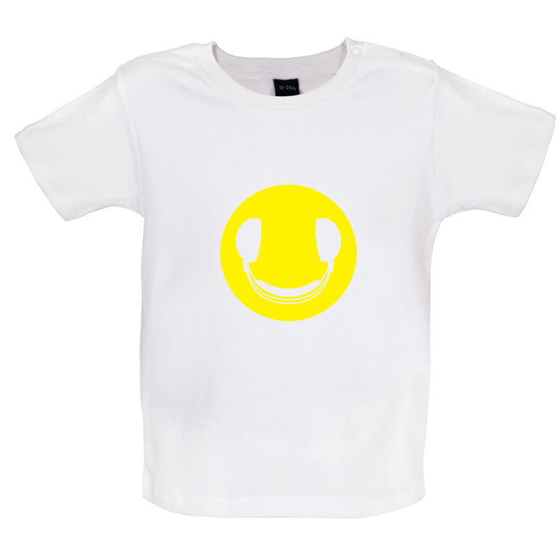 DJ Headphone Smiley face Baby T Shirt