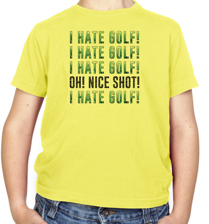 I Hate Golf Kids T Shirt