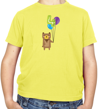 4th Birthday Bear Kids T Shirt